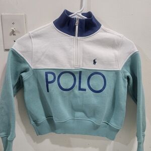 Polo by Ralph Lauren Kids' Blue and White Half-Zip Sweatshirt